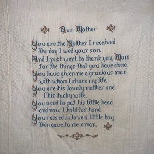 Hand stitched words of endearment